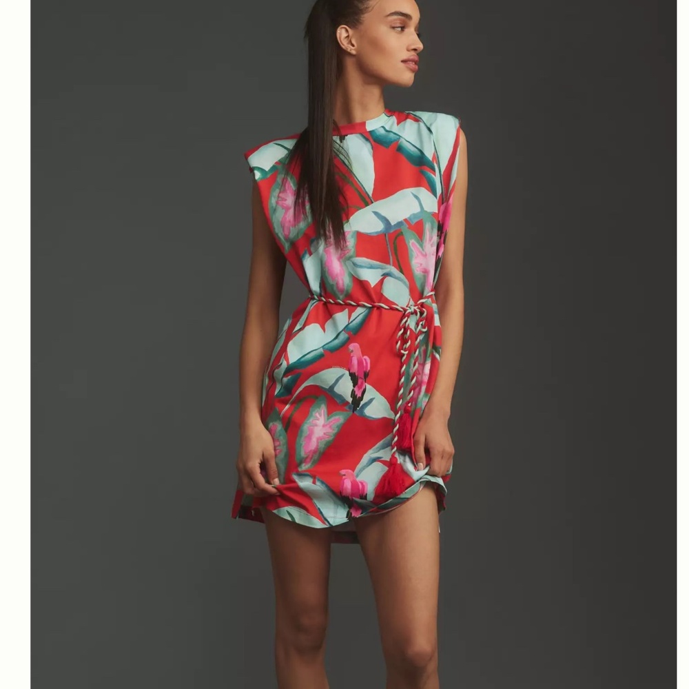 NWT FARM RIO Anthropologie Summer Foliage Mini T-Shirt Dress